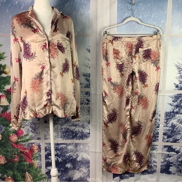 Victorias Secret Silk Floral Long Sleeve Pants Pajamas Small - Picture 5 of 14